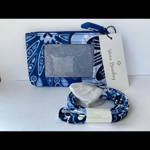 VERA BRADLEY ZIP ID & MATCHING LANYARD LIGHTEN UP BLUE STAR MEDALLION 23408-R91